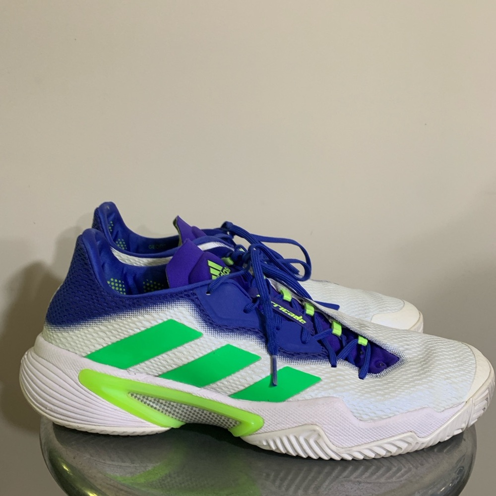 ADIDAS TENNIS SZ13 White Blue Neon Green Athletic Shoes